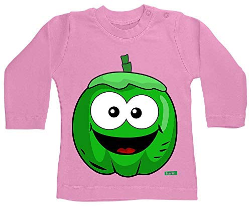 Hariz - Camiseta de manga larga para bebé, de coco, verde riendo, dulce, con tarjetas de regalo, rosa chicle, 18-24 meses