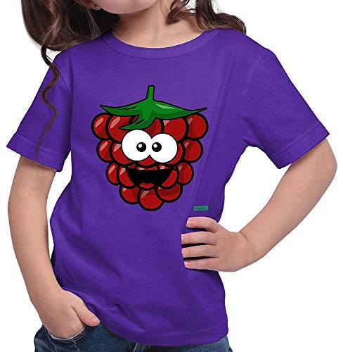 Hariz - Camiseta para niña, diseño de frambuesa y frutas multicolor, incluye tarjeta de regalo morado 164 cm(14-15 År)