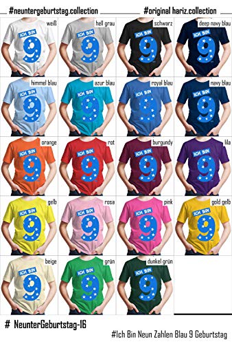 Hariz - Camiseta para niño con texto en inglés "Ich Bin Neun números", color azul Rosa. 8 años