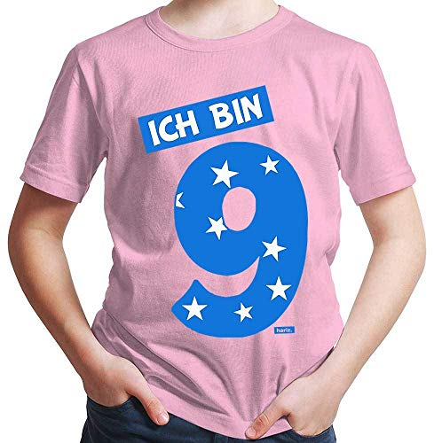 Hariz - Camiseta para niño con texto en inglés "Ich Bin Neun números", color azul Rosa. 8 años