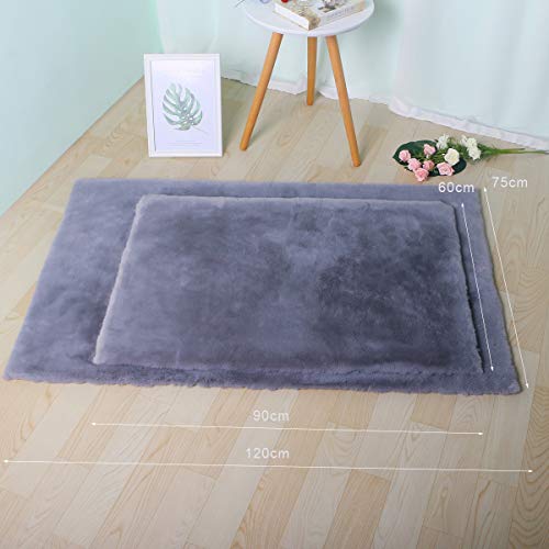 HEQUN Alfombra De Piel De Conejo Artificial,Antideslizante Lujosa Suave Lana Artificial Alfombra para salón Dormitorio baño sofá Silla cojín (Gris, 60x90cm)