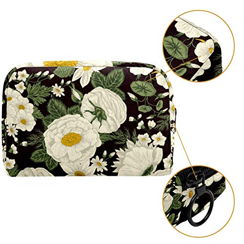 Hermosas flores Oxford tela maquillaje bolsa monedero monedero organizador multifuncional hecho a mano bolsa de tela para las mujeres