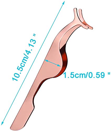 Herramienta aplicadora de pestañas postizas, extensión profesional de pestañas postizas de acero inoxidable, pinza removedora para aplicación y eliminación de pestañas (oro rosa)