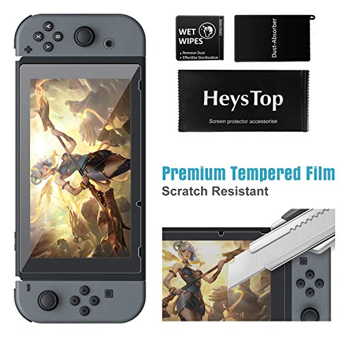 HEYSTOP Kit de Accesorios 12 en 1 para Nintendo Switch, con Funda de Transporte, TPU Cubierta Protectora, Joy-con Grip y Volante, Soporte,Protector de Pantalla, Apretones de Pulgar, Cable USB (Gris)