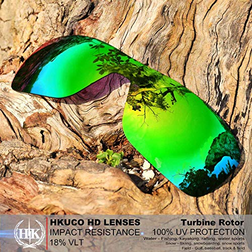 HKUCO Plus Mens Replacement Lenses For Oakley Turbine Rotor - 2 Pair Combo Pack