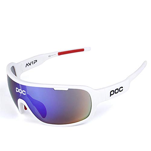 Hombres Protección Polarizada UV400 Conducción Ci Gafas de ciclismo POC opcionales multicolores Espejos de ciclismo para exteriores con luz polarizada Gafas de ciclismo para correr ( Color : Blanco )