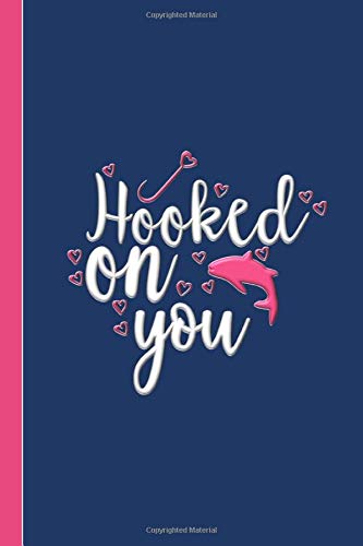 Hooked On You Journal: Pink Fish, Hook, And Hearts on Blue Background