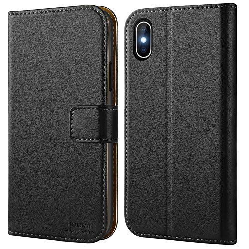 HOOMIL Funda para iPhone X, Funda para iPhone XS, Funda de Cuero PU Premium Carcasa para Apple iPhone X/XS (Negro)