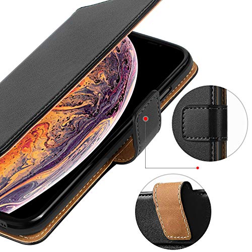 HOOMIL Funda para iPhone X, Funda para iPhone XS, Funda de Cuero PU Premium Carcasa para Apple iPhone X/XS (Negro)