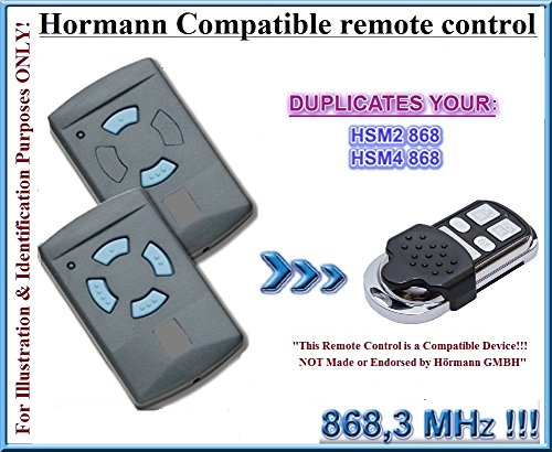 Hörmann HSM2 868 / Hörmann HSM4 868 Compatible Télécommande, 4 canaux 868,3Mhz fixed code CLONER. Remplacement de haute qualité pour LE MEILLEUR PRIX!!! (PAS COMPATIBLE avec BS BiSecur Télécommandes)