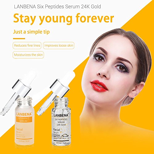 Hyaluronic Six Peptides Serum 24K Gold Antienvejecimiento + Acido Hialurónico y Secreción de Caracol Filtra Hidratación + Vitamina C Serum Whitening Skin Care Essence