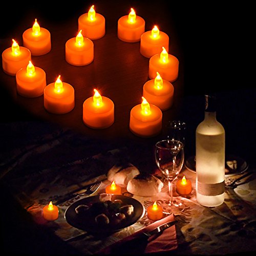 Ideal Products 30 Velas LED con Efecto Parpadeante de romántica luz Amarilla. Nunca se apagan y no Hacen Humo. Especiales para Decoración, Fiestas y Celebraciones: Navidad, Halloween o San Valentín.