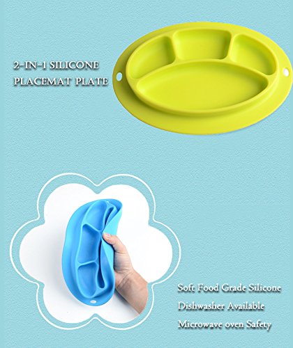 INCHANT Kids Silicone Placemat and Baby Plate Tray for Infants toddlers Kids and Chidern,Highchair Feeding Tray Placemat Bowl, Non slip Toddler Feeding Plate Mat - FDA Approved,Easy to Clean