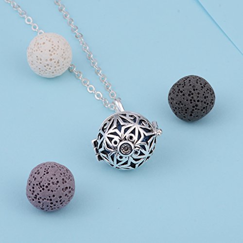 INFUSEU Esencial difusor de aceites Collar de la Mujer, de Cuatro Puntas de la Estrella I Miss You Todo el Tiempo aromaterapia Colgante con 5 PC Lava Piedras y Cadena de 24", Regalo para Ella