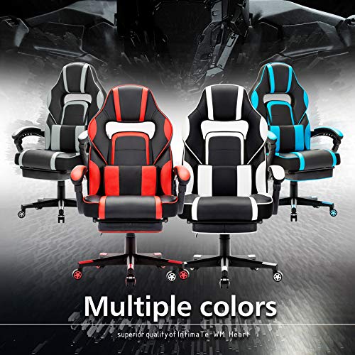 IntimaTe WM Heart Silla Gaming Silla Ergonómica para Gamers Oficina Silla con Reposapiés Plegable, Cojín Lumbar Comfortable para Trabajo y Siesta, Carga Máxima 150kg(Rojo)