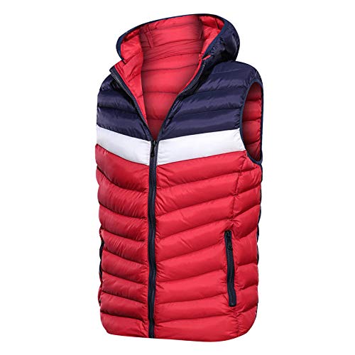 Invierno Chaleco，Chaleco De Plumón Azul Rojo Chaleco Con Estilo Para Hombre Espesar Más Cálido Chaleco Con Capucha Chaqueta De Invierno Casual Trabajo Deportivo Viajes Al Aire Libre Chaleco Acol