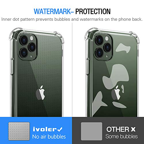 ivoler Funda para iPhone 11 Pro MAX 6.5 Pulgadas + [3 Unidades] Cristal Templado Protector de Pantalla, Ultra Fina Silicona Transparente TPU Carcasa Protector Airbag Anti-Choque Anti-arañazos Caso