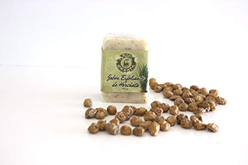 Jabón de manos exfoliante de chufa y horchata. Marca Món Orxata. Pastilla de 100 g.