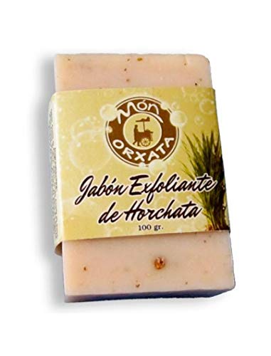 Jabón de manos exfoliante de chufa y horchata. Marca Món Orxata. Pastilla de 100 g.