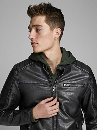 Jack & Jones Jcorocky Jacket Noos Chaqueta, Negro (Black Pattern: PU), Medium para Hombre