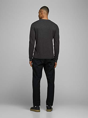 Jack & Jones Jjebasic Knit Crew Neck Noos suéter, Gris (Dark Grey Melange Dark Grey Melange), Large para Hombre