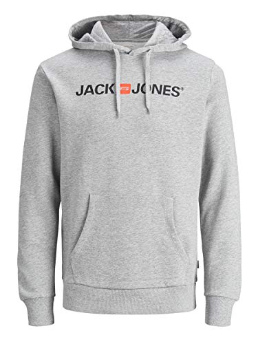 Jack & Jones Jjecorp Logo Sweat Hood Noos Capucha, Gris (Light Grey Melange Detail:Reg Fit - Melange), X-Large para Hombre