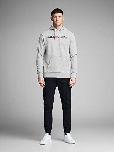 Jack & Jones Jjecorp Logo Sweat Hood Noos Capucha, Gris (Light Grey Melange Detail:Reg Fit - Melange), XX-Large para Hombre