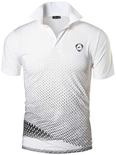 jeansian Hombres Verano Deportes Wicking Transpirable Quick Dry Short Sleeve Polo T-Shirts Tops Running Training tee LSL195 (US M(170-175cm 65kg-70kg), LSL195_WhiteBlack)