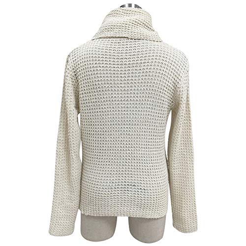 Jerseys De Punto para Mujer Cuello de Tortuga Manga Larga Suelto Prendas de Punto Suéter Irregular Jerséis Collar de la Pila Tops Cálido Otoño Invierno riou (White, S)