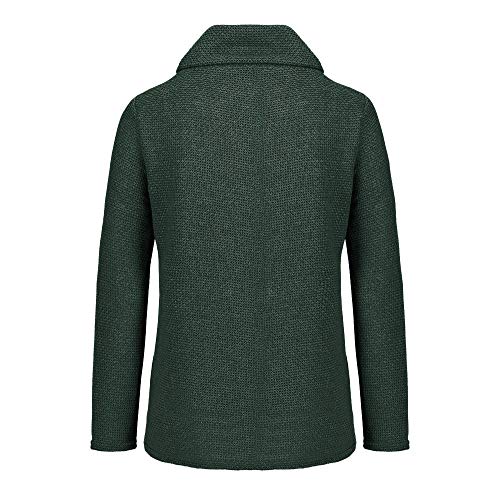 Jerseys De Punto para Mujer Cuello de Tortuga Manga Larga Suelto Prendas de Punto Suéter Irregular Jerséis Collar de la Pila Tops Cálido Otoño Invierno riou (z-Green, L)