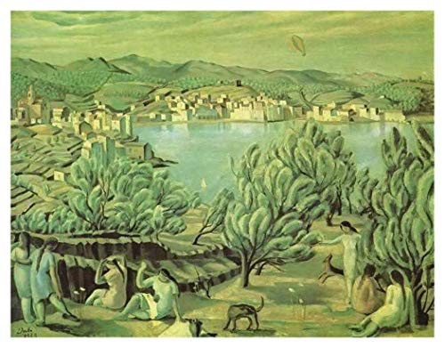 JH Lacrocon Cadaques I de Salvador Dali - 120X95 cm Pinturas Paisaje a Mano Reproducción sobre Lienzo Enrollado Decoración Pared para Salón