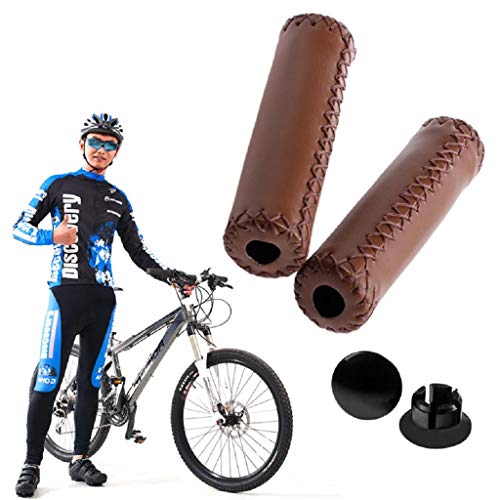 Jiamins Poignées de Guidon vélo VTT en Cuir Artificiel, Poignées de Guidon Anti-dérapant - Absorption des Chocs - Sensation de Douceur - Fort Sens du Support