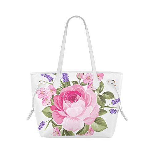 JIUCHUAN Bolso de hombro fresco dulce, mágico, fragante, rosa, rosa, trabajo, bolso de hombro, bolsos de mujer, gran capacidad, resistente al agua, con asa duradera