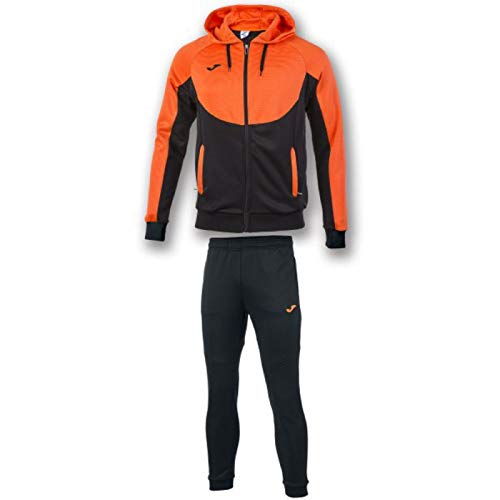 Joma Caballero Chandal Capucha Essential, Hombre, Negro-Naranja, XL