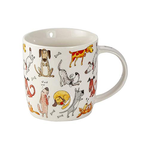 Juego de 2 Tazas Desayuno Originales de Porcelana Fina, Tazas de Café con Diseño de Perros Divertidos, Regalo para Mujer y Hombres Amantes de los Perro