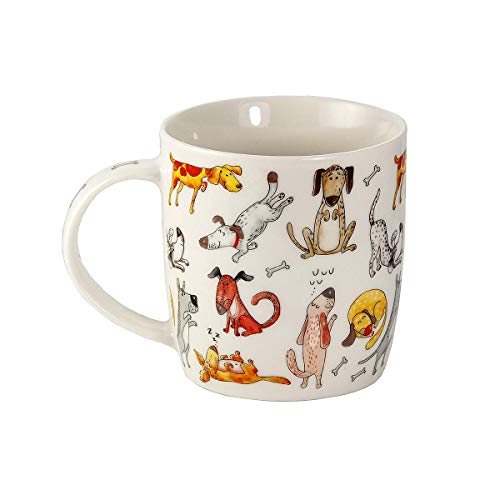 Juego de 2 Tazas Desayuno Originales de Porcelana Fina, Tazas de Café con Diseño de Perros Divertidos, Regalo para Mujer y Hombres Amantes de los Perro