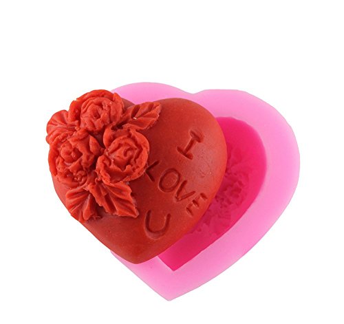 JUNGEN Molde de Silicona en Forma de Rose Corazón Moldes de Azúcar Jalea Chocolate Fondant Molde de Bricolaje Artesanal Molde