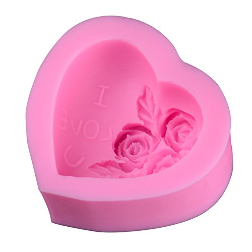 JUNGEN Molde de Silicona en Forma de Rose Corazón Moldes de Azúcar Jalea Chocolate Fondant Molde de Bricolaje Artesanal Molde