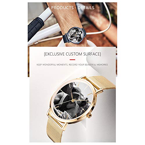 Junmei Reloj fotográfico Personalizado para Hombres, Reloj Grabado Reloj de Pulsera de Acero Inoxidable Personalizado Regalo del día del Padre - Personalizado con su Propia Imagen