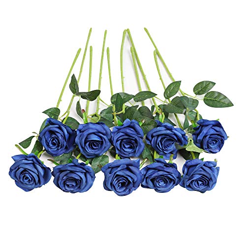 JUSTOYOU - Ramo de rosas artificiales de seda (10 unidades)