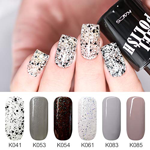 KADS Kit Uñas de Gel Esmalte Semipermanente de Color 6pcs Laca Soak Off Top Coat Base Coat UV LED Manicura Arte 9.5ml