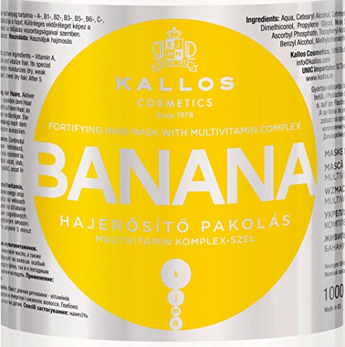 Kallos Banana - mascarillas para el cabello (Mujeres, Cabello seco, 1000 ml)