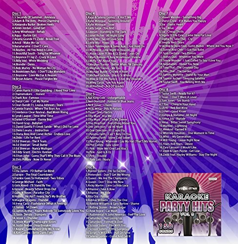 Karaoke Party Hits Vol 8 CDG CD+G Disc Set - 150 Songs on 8 Discs Including The Best Ever Karaoke Tracks Of All Time (Calvin Harris ,Miley Cyrus, Meghan Trainor, Rita Ora, One Direction & much more