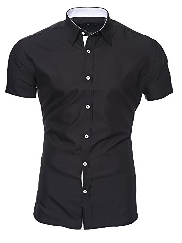 Kayhan Hombre Camisa Manga Corta, Florida Black L