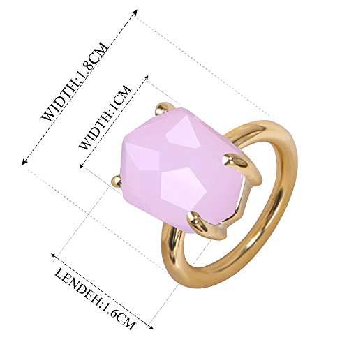 KELITCH Mujeres 18k Chapado en Oro Caramelo Rosado Cristal Piedra Preciosa Anillo - Tama?o (USA) 7 / (ES) 14, 15