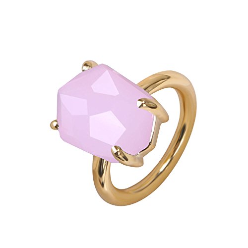 KELITCH Mujeres 18k Chapado en Oro Caramelo Rosado Cristal Piedra Preciosa Anillo - Tama?o (USA) 7 / (ES) 14, 15