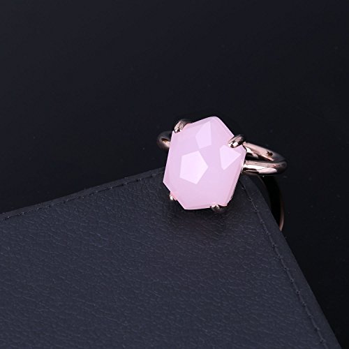 KELITCH Mujeres 18k Chapado en Oro Rosa Caramelo Rosado Cristal Piedra Preciosa Anillo - Tama?o (USA) 8 / (ES) 16, 17, 18