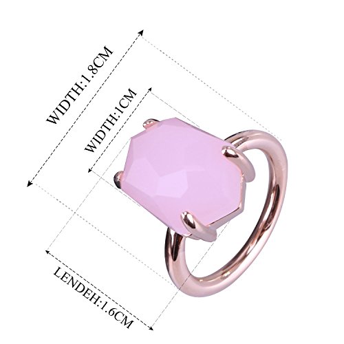 KELITCH Mujeres 18k Chapado en Oro Rosa Caramelo Rosado Cristal Piedra Preciosa Anillo - Tama?o (USA) 8 / (ES) 16, 17, 18