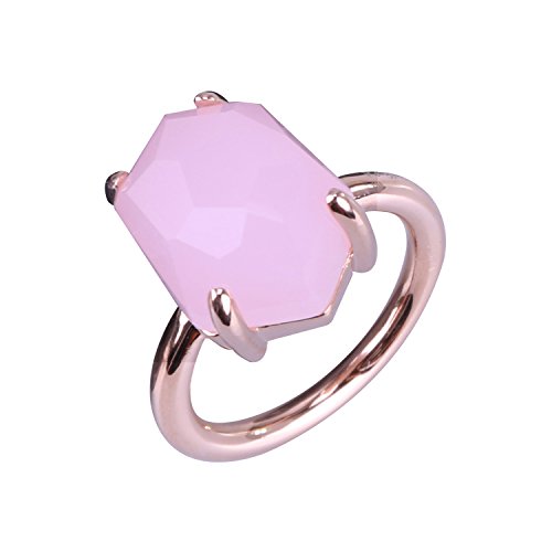 KELITCH Mujeres 18k Chapado en Oro Rosa Caramelo Rosado Cristal Piedra Preciosa Anillo - Tama?o (USA) 8 / (ES) 16, 17, 18