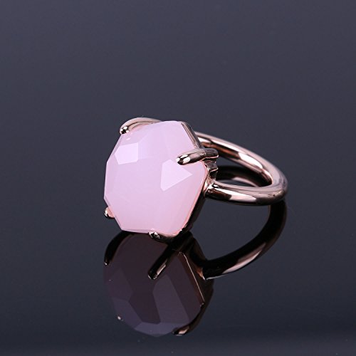 KELITCH Mujeres 18k Chapado en Oro Rosa Caramelo Rosado Cristal Piedra Preciosa Anillo - Tama?o (USA) 8 / (ES) 16, 17, 18